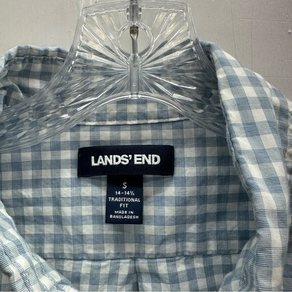 Lands' End traditonal fit short sleeve button down shirt men's small 14 14.5 - Picture 4 of 4